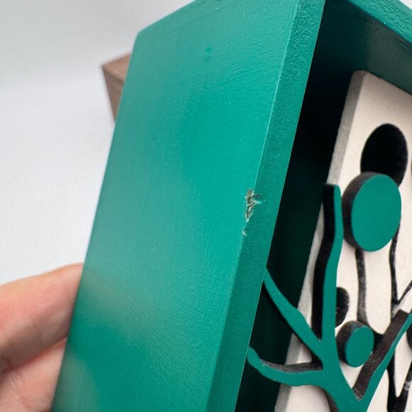 Elena Gil Artist signed Turquoise white tree 3D wall decor shelf decoration mini - Picture 11 of 14